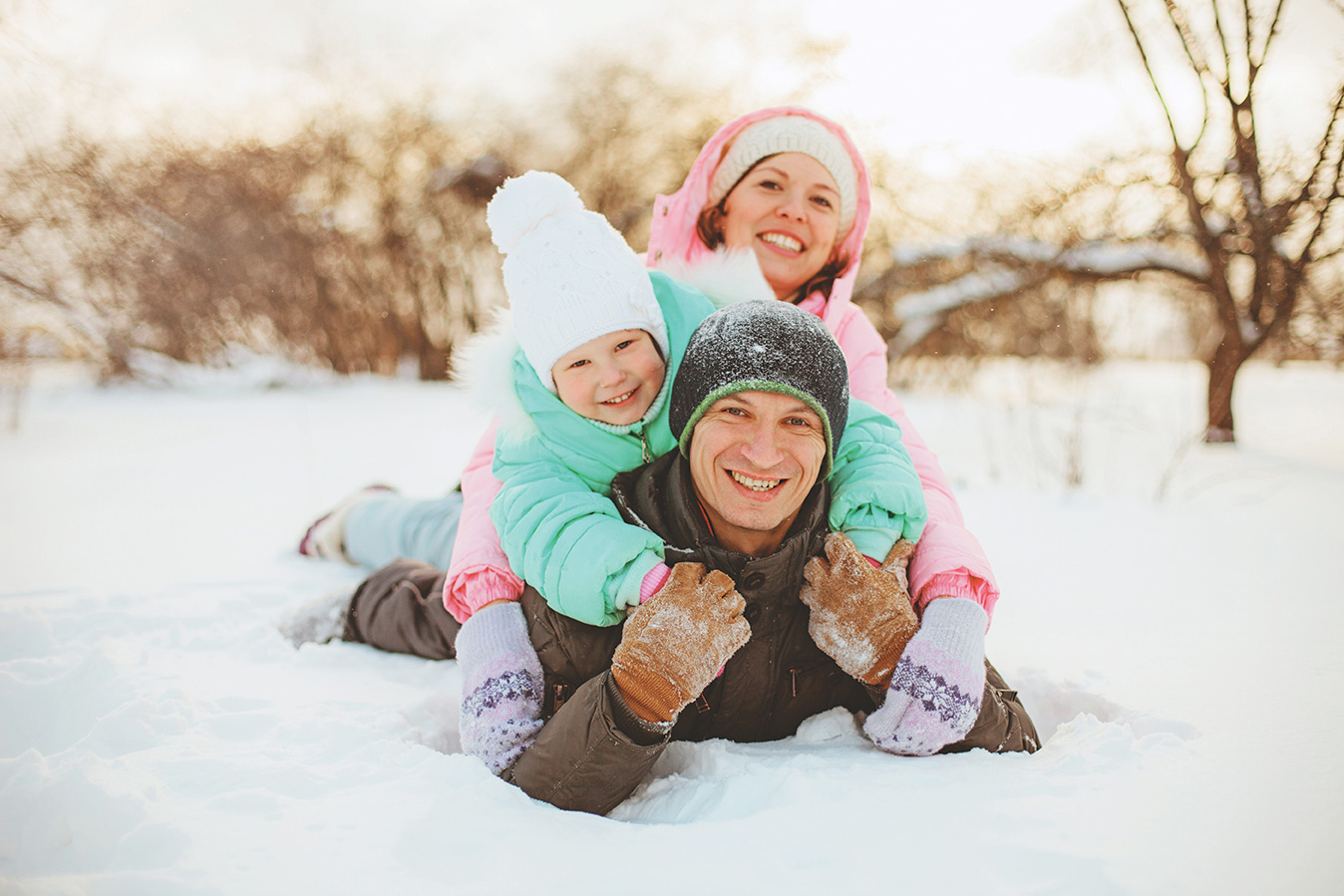 family in the snow