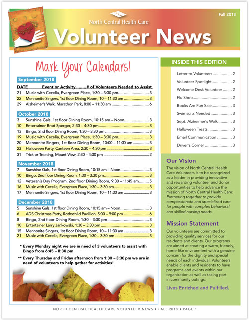 Volunteer News Fall 2018 Edition