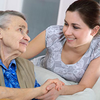 Elderly woman and daughter